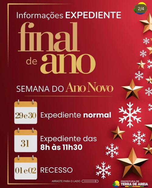 Prefeitura divulga horários de expediente para Natal, Ano Novo e janeiro